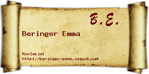 Beringer Emma névjegykártya